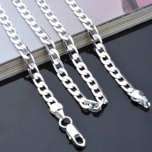 Other - 925 Sterling Silver Necklace 6MM link chain